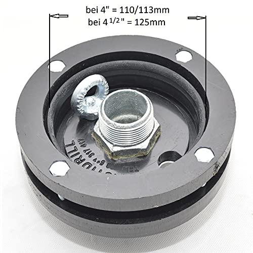 Brunnendeckel für DN 125 mm Brunnenrohr mit 1 Zoll (32 mm) Gewindeanschluss - 2