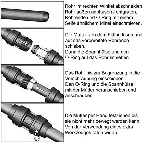 PP Fitting | Kupplung mit Außengewinde | für PE-Rohr ∅ 32 mm x 1 1/2 Zoll AG | Verschraubung Klemmverbinder - 4