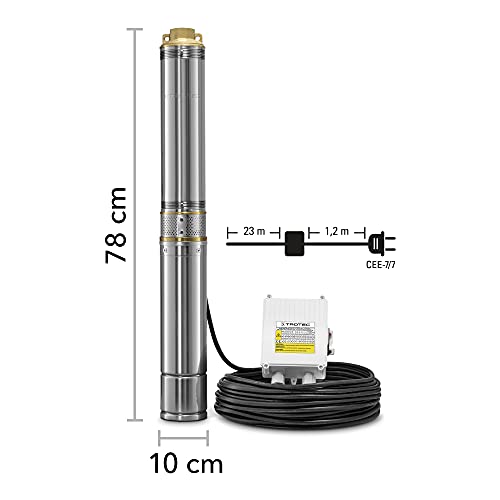 4 Zoll Tiefbrunnenpumpe TDP 5500 E für 6000 l/h und 58 m Förderhöhe mit Schaltkasten von TROTEC - 2