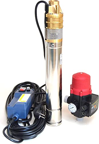 3 Zoll Tiefbrunnenpumpe mit 6,0 bar Maximaldruck und 2700 l/h Förderleistung mit Druckschalter und Abschaltautomatik