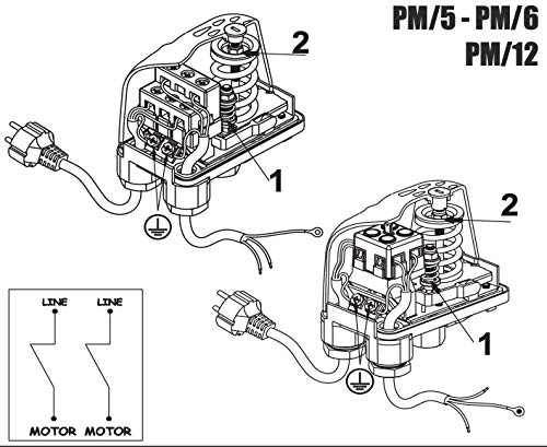 Mechanischer Druckschalter PM 5 ML Hauswasserwerk Pumpe Strömungswächter - 5
