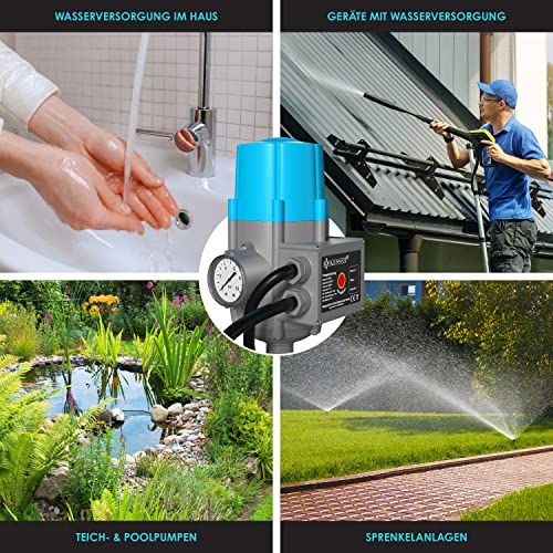 KESSER® Pumpensteuerung mit Baranzeige | mit Kabel | 10 bar Druckwächter Elektronische Pumpensteuerung | Druckschalter | überwacht den Wasserdruck - automatisches Ein- und Ausschalten Garten & Haus - 5