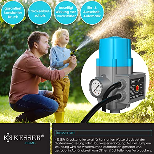 KESSER® Pumpensteuerung mit Baranzeige | mit Kabel | 10 bar Druckwächter Elektronische Pumpensteuerung | Druckschalter | überwacht den Wasserdruck - automatisches Ein- und Ausschalten Garten & Haus - 6