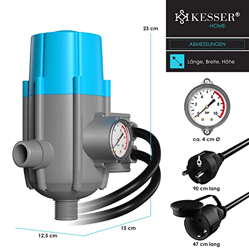 KESSER® Pumpensteuerung mit Baranzeige | mit Kabel | 10 bar Druckwächter Elektronische Pumpensteuerung | Druckschalter | überwacht den Wasserdruck - automatisches Ein- und Ausschalten Garten & Haus - 7