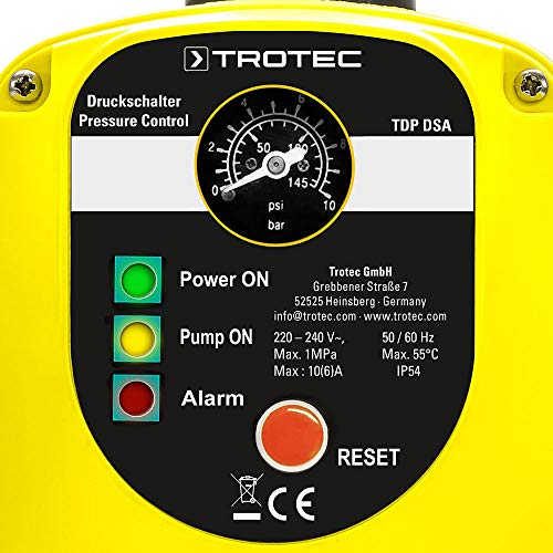 TROTEC Elektronischer Druckschalter TDP DSA Pumpensteuerung Druckwächter für Hauswasserwerk Gartenpumpen (max. 10 bar) mit Stecker - 3