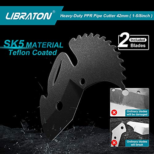 Libraton Rohrschneider Kunststoff, PVC Rohrschneider 42mm Ø, Rohrabschneider mit Ersatzklinge, Kunststoff Rohr Abschneider, Rohr Schere, Rohrschneider,–von PVC/PE/PU/PP/PEX/PPR/PPE - 4